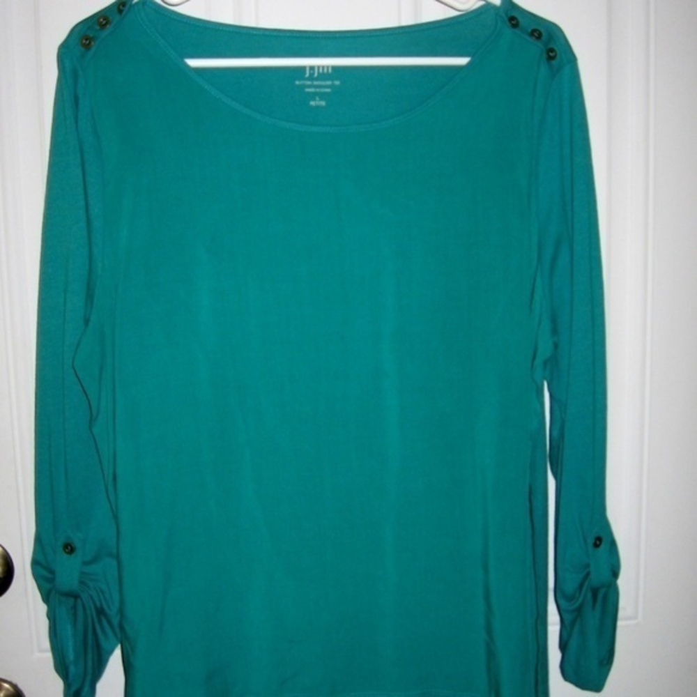 J. Jill Women's Large Petite Green Tee Shirt Top